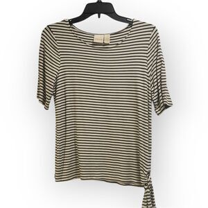 Chico's Black And White Stiped Tee Size 1 (US‎ Small)